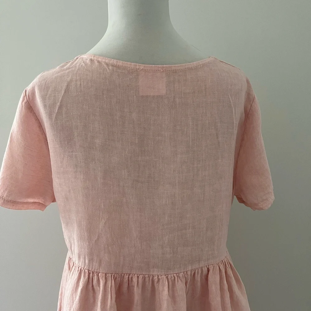 Jillian Harris x Priv Hamptons 100% Linen Blush Babydoll Dress L - Picture 5 of 10